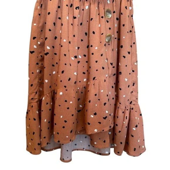 All in Favor Burnt Orange Flutter Sleeve Faux Wrap Sundress - Picture 4 of 9